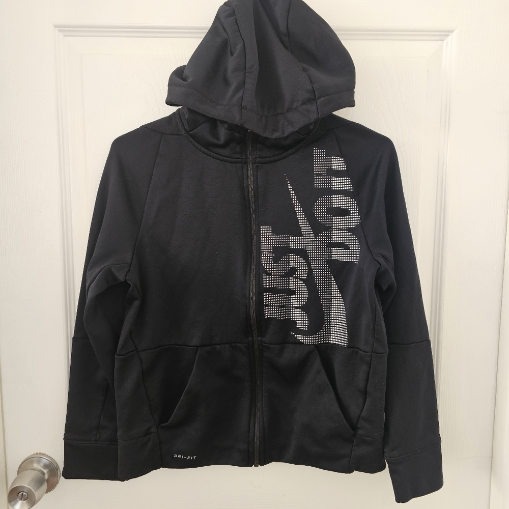 NIKE Jacket Full Zip Hoodie Size L Boys Color Black Just Do It